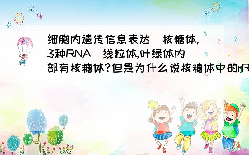 细胞内遗传信息表达（核糖体,3种RNA）线粒体,叶绿体内部有核糖体?但是为什么说核糖体中的rRNA是核仁组织区形成的呢?（也活跃,核仁越大）那它怎么跑到细胞器中的?tRNA 也是转录来的..是线