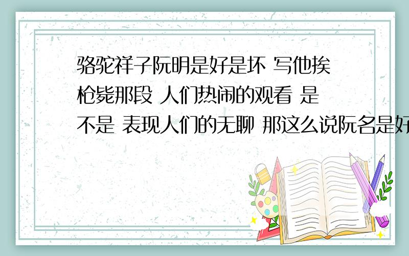 骆驼祥子阮明是好是坏 写他挨枪毙那段 人们热闹的观看 是不是 表现人们的无聊 那这么说阮名是好的?