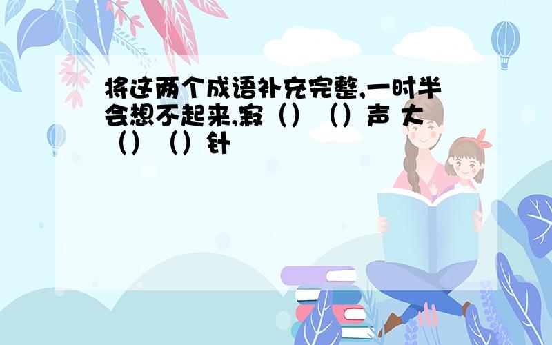 将这两个成语补充完整,一时半会想不起来,寂（）（）声 大（）（）针