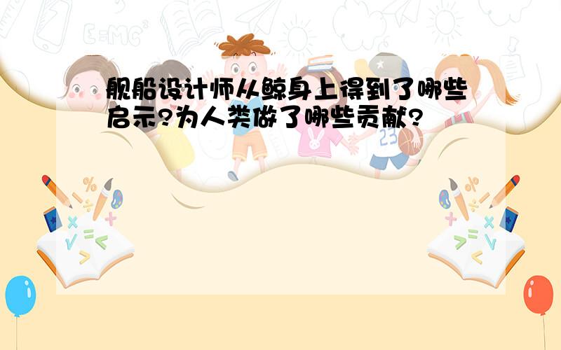 舰船设计师从鲸身上得到了哪些启示?为人类做了哪些贡献?