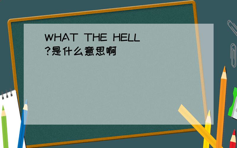 WHAT THE HELL ?是什么意思啊