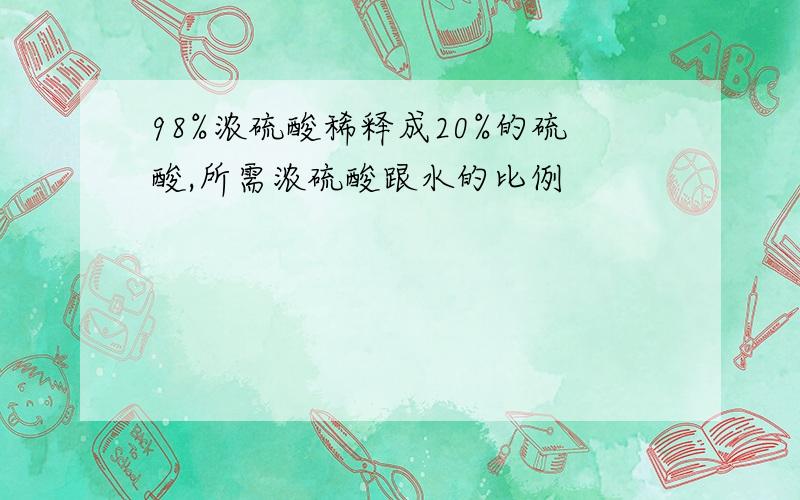 98%浓硫酸稀释成20%的硫酸,所需浓硫酸跟水的比例