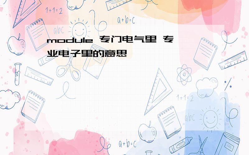 module 专门电气里 专业电子里的意思