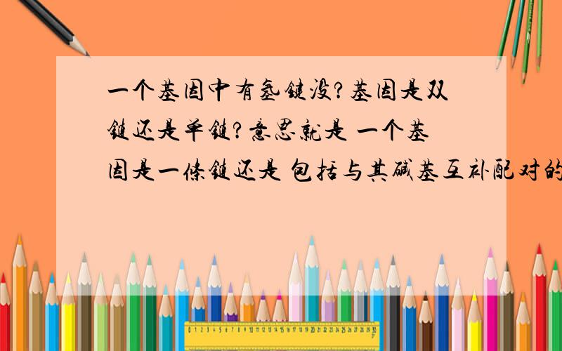 一个基因中有氢键没?基因是双链还是单链?意思就是 一个基因是一条链还是 包括与其碱基互补配对的那一条链?另外,一个基因中有氢键没?