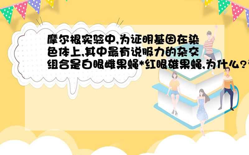 摩尔根实验中,为证明基因在染色体上,其中最有说服力的杂交组合是白眼雌果蝇*红眼雄果蝇,为什么?为什么不是A.白眼雌果蝇*白眼雄果蝇B.X^aY*X^AX^a我不知道什么叫最有说服力的?谢谢高手讲解