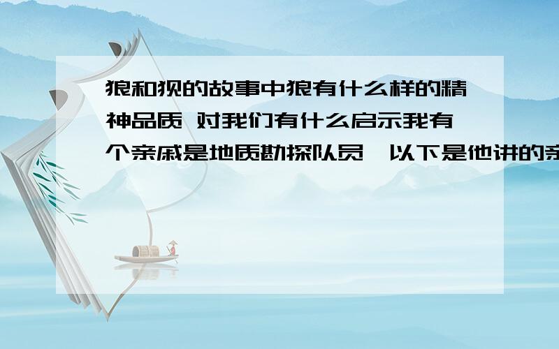 狼和狈的故事中狼有什么样的精神品质 对我们有什么启示我有个亲戚是地质勘探队员,以下是他讲的亲身经历.我们地质勘探队分好多组,我属钻机组.一次,我们的钻头坏了,几个钻头都坏了,组