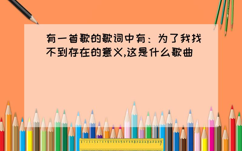 有一首歌的歌词中有：为了我找不到存在的意义,这是什么歌曲